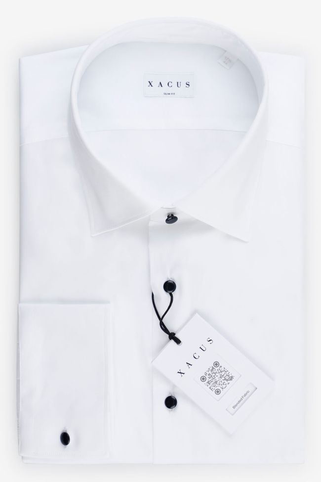 Xacus Hemd Herren Xacus Slim Einfarbig 100% Baumwolle Kragen Italienisch Lange Ärmel
