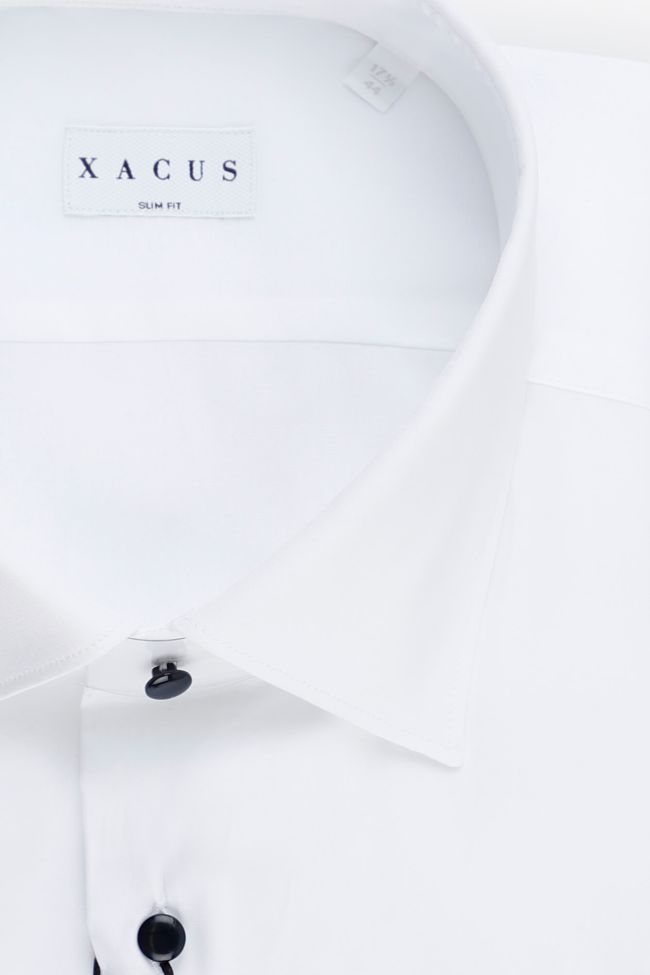 xacus Hemd Herren Xacus Slim Einfarbig 100% Baumwolle kragen Italienisch Lange Ärmel