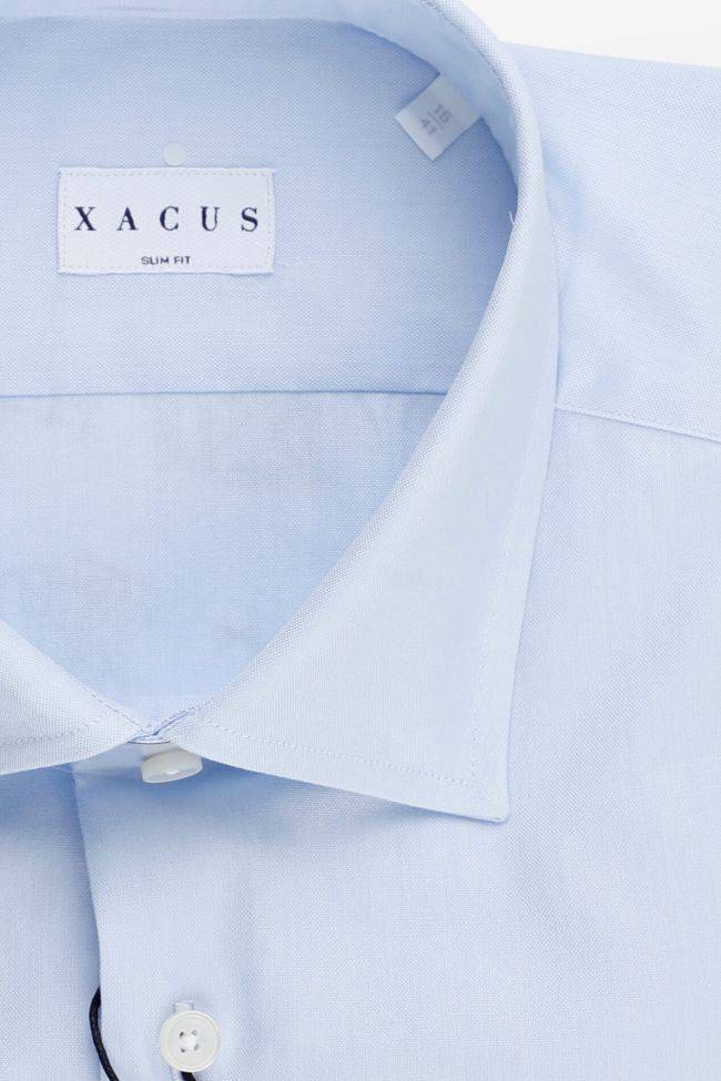Xacus Hemd Herren Xacus Slim Einfarbig 100% Baumwolle Kragen Italienisch Lange Ärmel