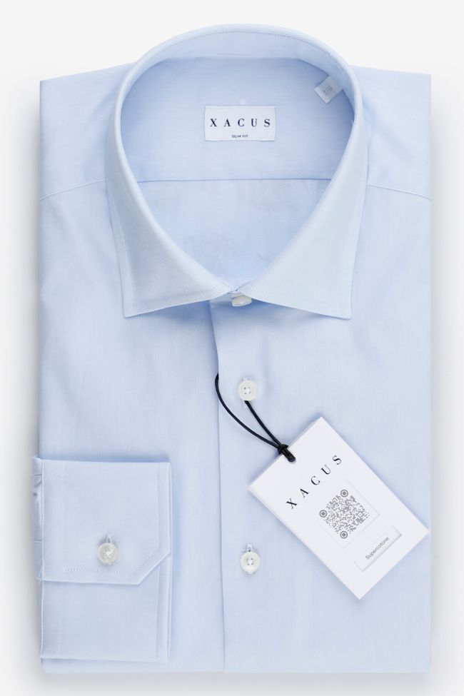 xacus Hemd Herren Xacus Slim Einfarbig 100% Baumwolle kragen Italienisch Lange Ärmel