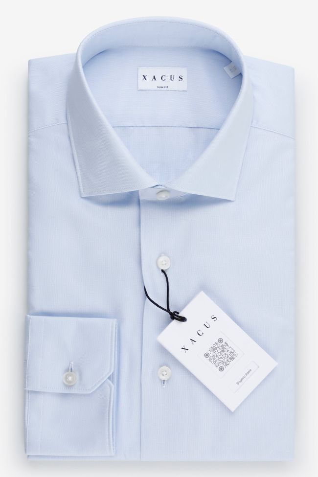 xacus Hemd Herren Xacus Slim Einfarbig 100% Baumwolle kragen Französisch Lange Ärmel