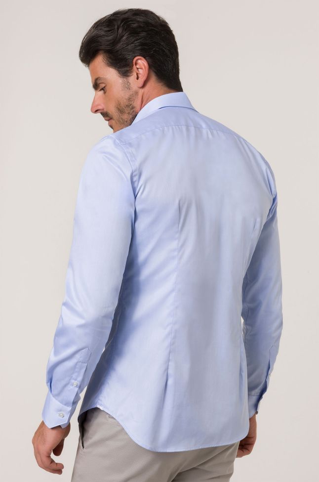 Xacus Hemd Herren Xacus Slim Einfarbig 100% Baumwolle Kragen Französisch Lange Ärmel