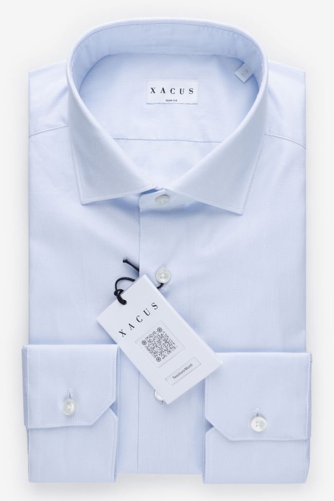 xacus Hemd Herren Xacus Slim Einfarbig 100% Baumwolle kragen Französisch Lange Ärmel