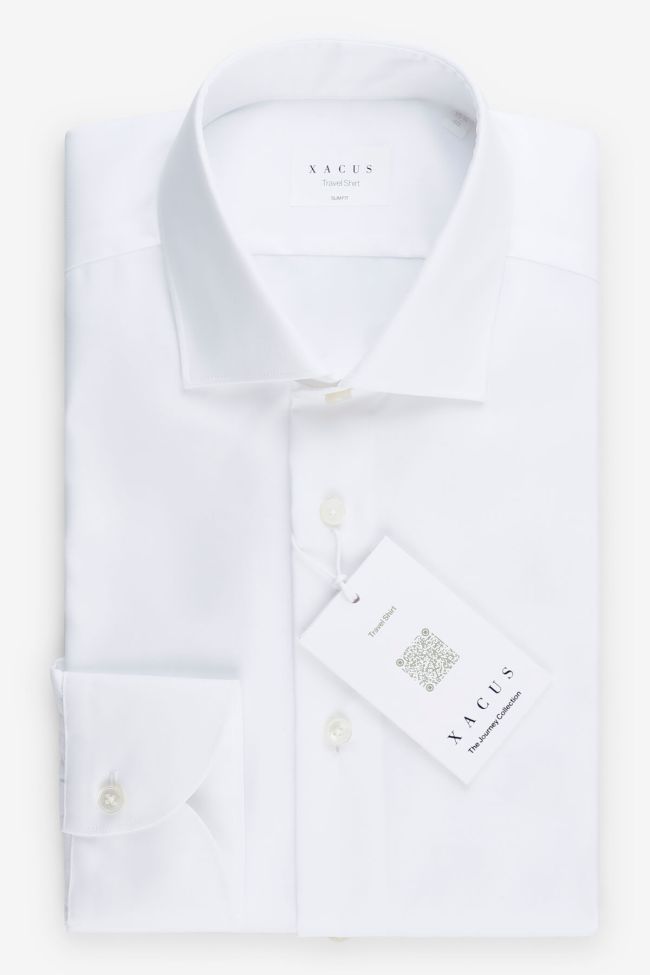 Xacus Hemd Herren Xacus Slim Einfarbig 100% Bio-Baumwolle Kragen Französisch Lange Ärmel