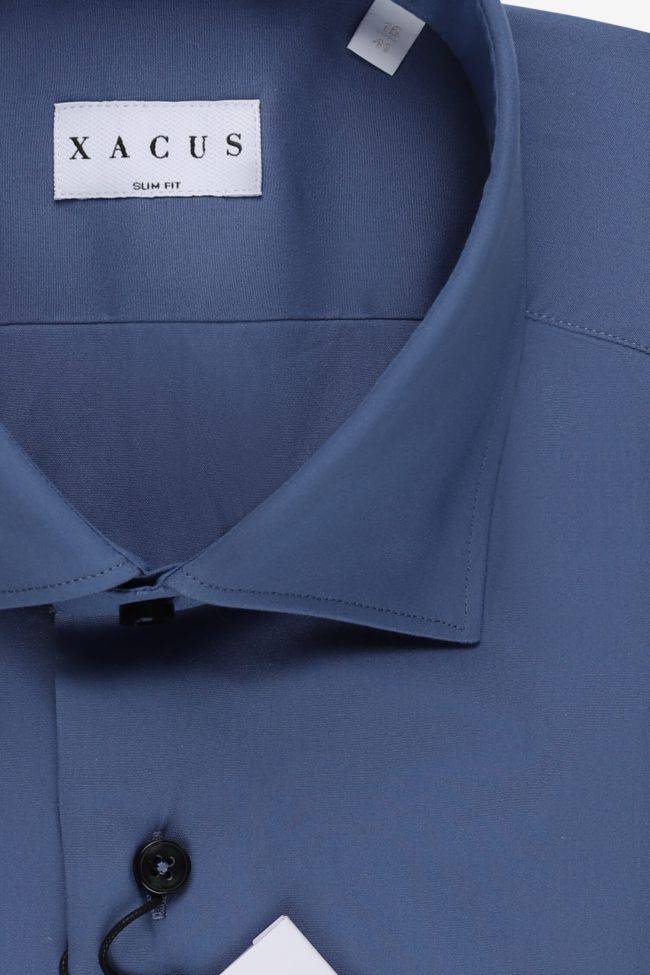 Xacus Hemd Herren Xacus Slim Einfarbig 70% Cotton 3% Elastan 27% Pa Kragen Italienisch Lange Ärmel