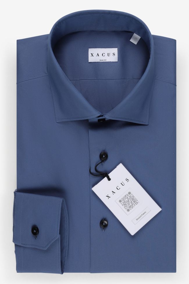 xacus Hemd Herren Xacus Slim Einfarbig 70% cotton 3% elastan 27% pa kragen Italienisch Lange Ärmel