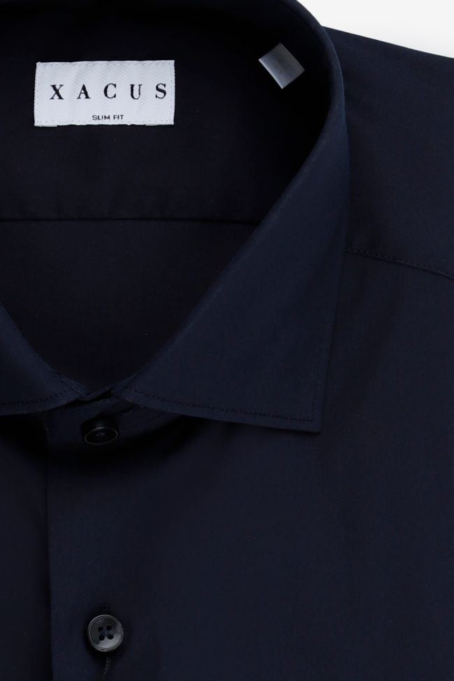 Xacus Hemd Herren Xacus Slim Einfarbig 72% Baumwolle 3% Elastan 25% Pa Kragen Französisch Lange Ärmel