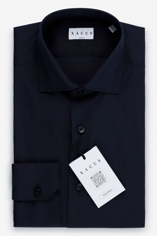 xacus Hemd Herren Xacus Slim Einfarbig 72% Baumwolle 3% elastan 25% pa kragen Französisch Lange Ärmel