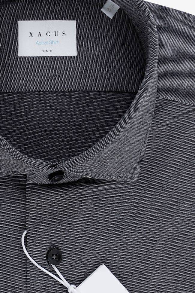 Xacus Hemd Herren Xacus Slim Einfarbig 85% Poliammide 15% Elastam Kragen Französisch Lange Ärmel