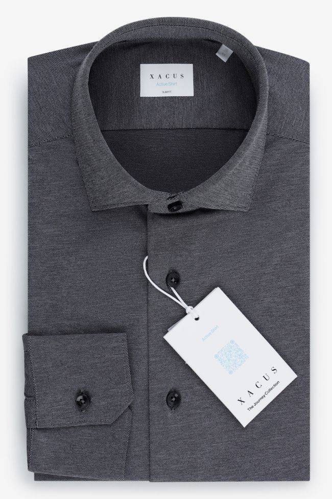 xacus Hemd Herren Xacus Slim Einfarbig 85% poliammide 15% elastam kragen Französisch Lange Ärmel