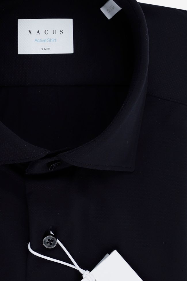 Xacus Hemd Herren Xacus Slim Einfarbig 86% Polyamide 14% Elastane Kragen Französisch Lange Ärmel