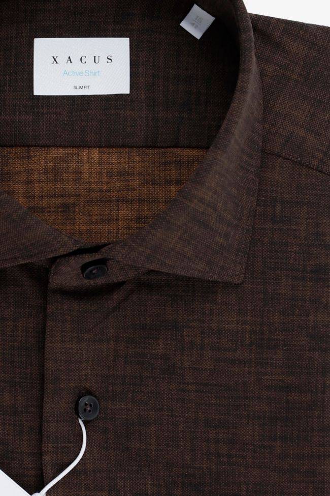 Xacus Hemd Herren Xacus Slim Einfarbig 86% Polyamide 14% Elastane Kragen Französisch Lange Ärmel