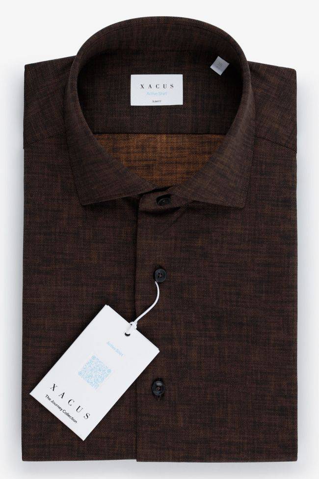 xacus Hemd Herren Xacus Slim Einfarbig 86% polyamide 14% elastane kragen Französisch Lange Ärmel