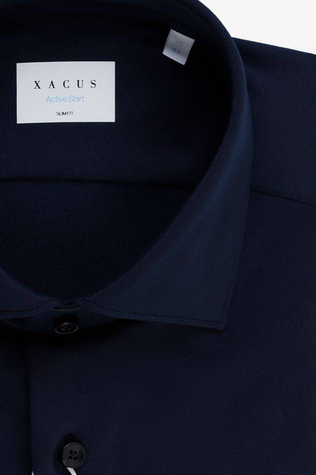Xacus Hemd Herren Xacus Slim Einfarbig 86% Polyamide 14% Elastane Kragen Französisch Lange Ärmel