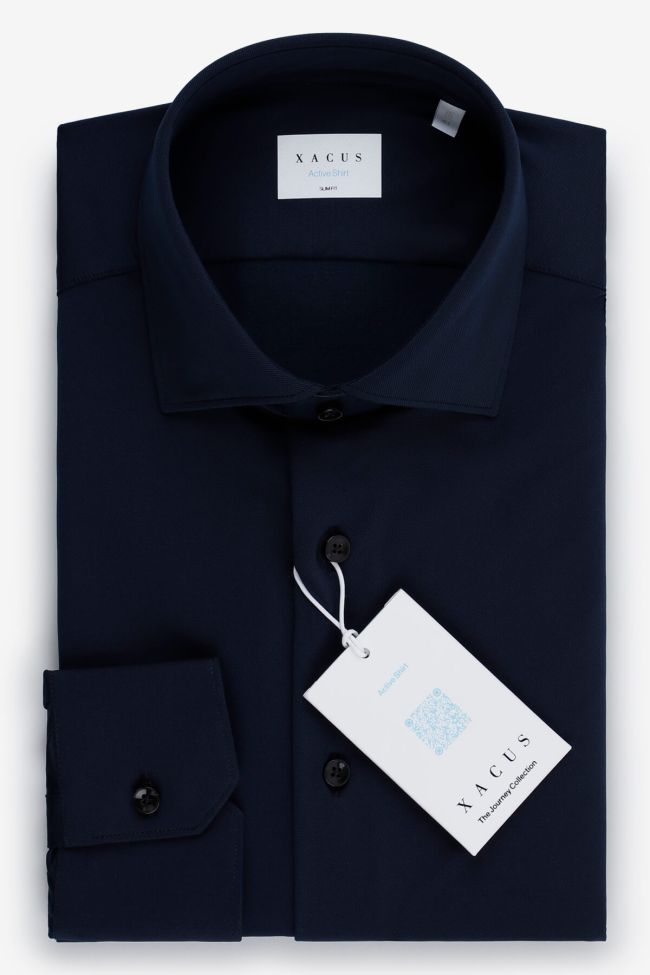 xacus Hemd Herren Xacus Slim Einfarbig 86% polyamide 14% elastane kragen Französisch Lange Ärmel