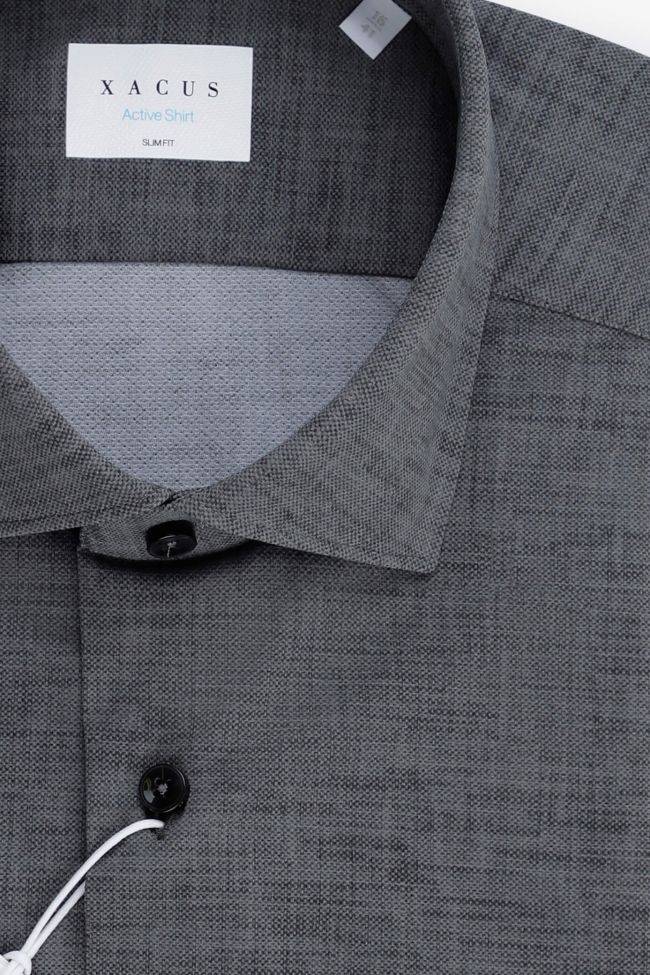 Xacus Hemd Herren Xacus Slim Einfarbig 86% Polyamide 14% Elastane Kragen Französisch Lange Ärmel