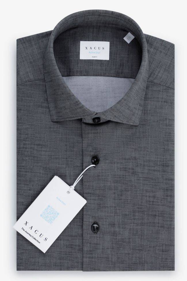 xacus Hemd Herren Xacus Slim Einfarbig 86% polyamide 14% elastane kragen Französisch Lange Ärmel