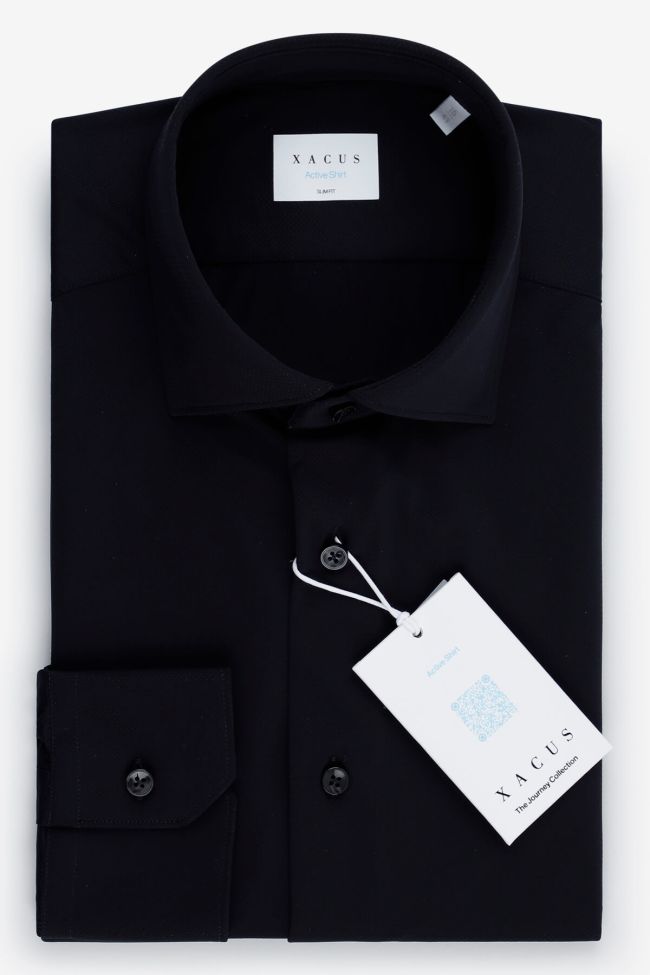 xacus Hemd Herren Xacus Slim Einfarbig 86% polyamide 14% elastane kragen Französisch Lange Ärmel