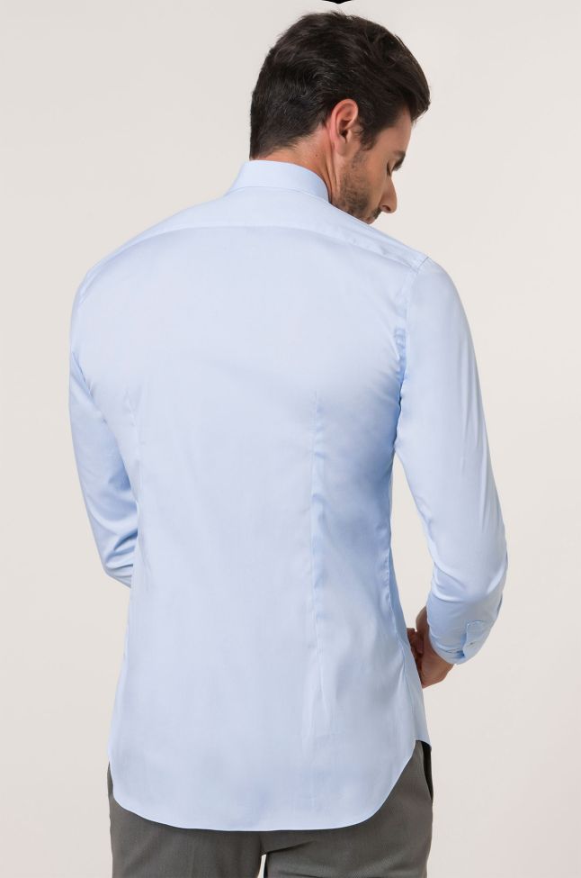 Xacus Hemd Herren Xacus Slim Einfarbig 96% Baumwolle 4% Elastan Kragen Französisch Lange Ärmel