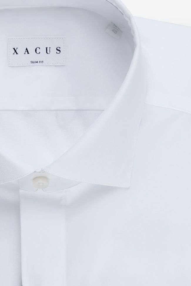 Xacus Hemd Herren Xacus Slim Einfarbig 96% Baumwolle 4% Elastan Kragen Französisch Lange Ärmel