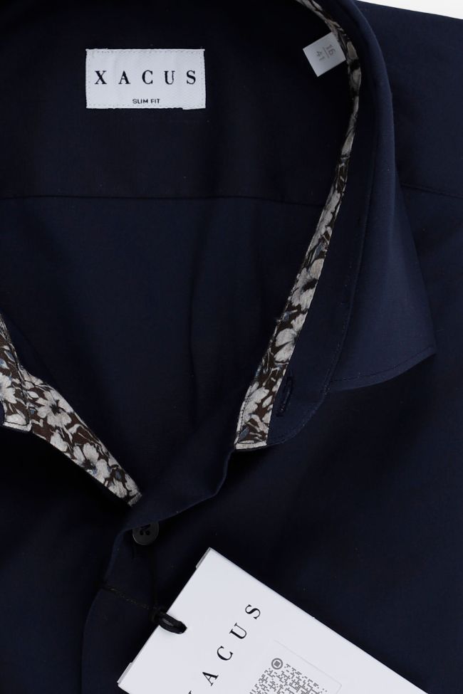 Xacus Hemd Herren Xacus Slim Einfarbig 96% Baumwolle 4% Elastan Kragen Französisch Lange Ärmel