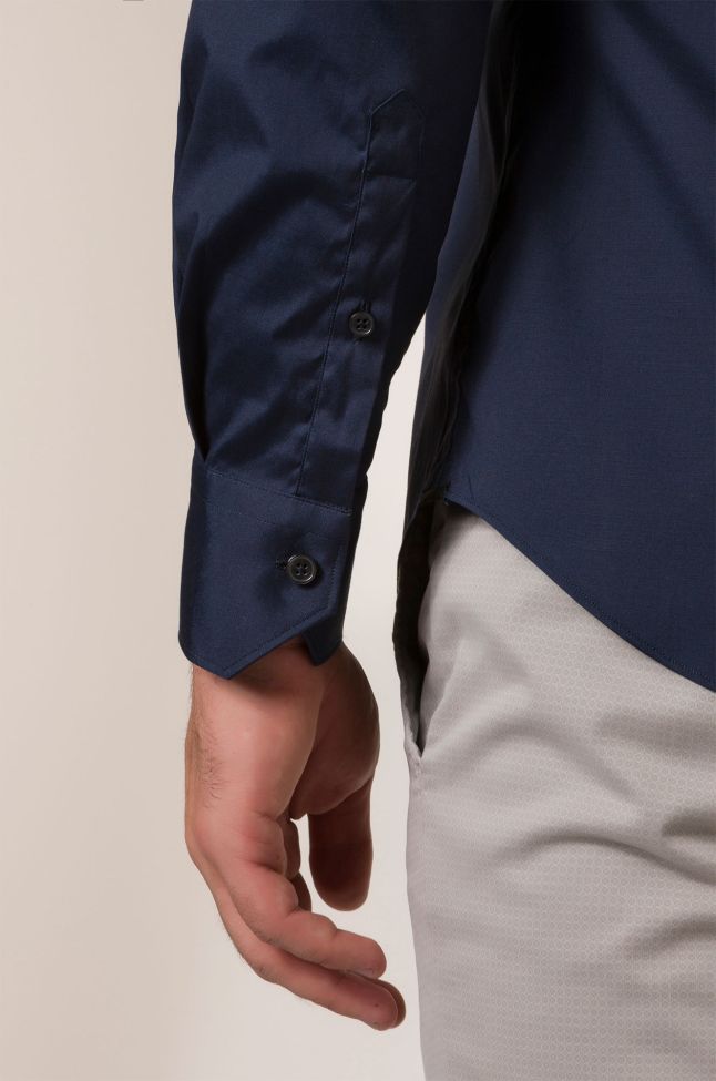 Xacus Hemd Herren Xacus Slim Einfarbig 96% Baumwolle 4% Elastan Kragen Französisch Lange Ärmel