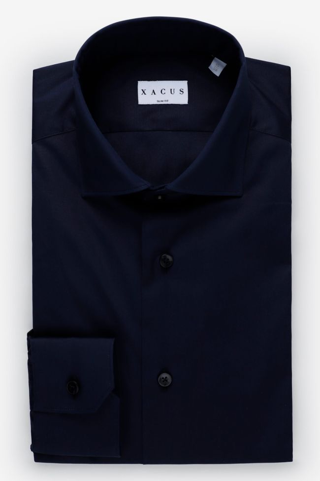 Xacus Hemd Herren Xacus Slim Einfarbig 96% Baumwolle 4% Elastan Kragen Französisch Lange Ärmel