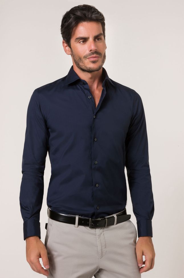 xacus Hemd Herren Xacus Slim Einfarbig 96% Baumwolle 4% elastan kragen Französisch Lange Ärmel