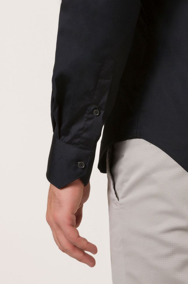 Xacus Hemd Herren Xacus Slim Einfarbig 96% Baumwolle 4% Elastan Kragen Französisch Lange Ärmel