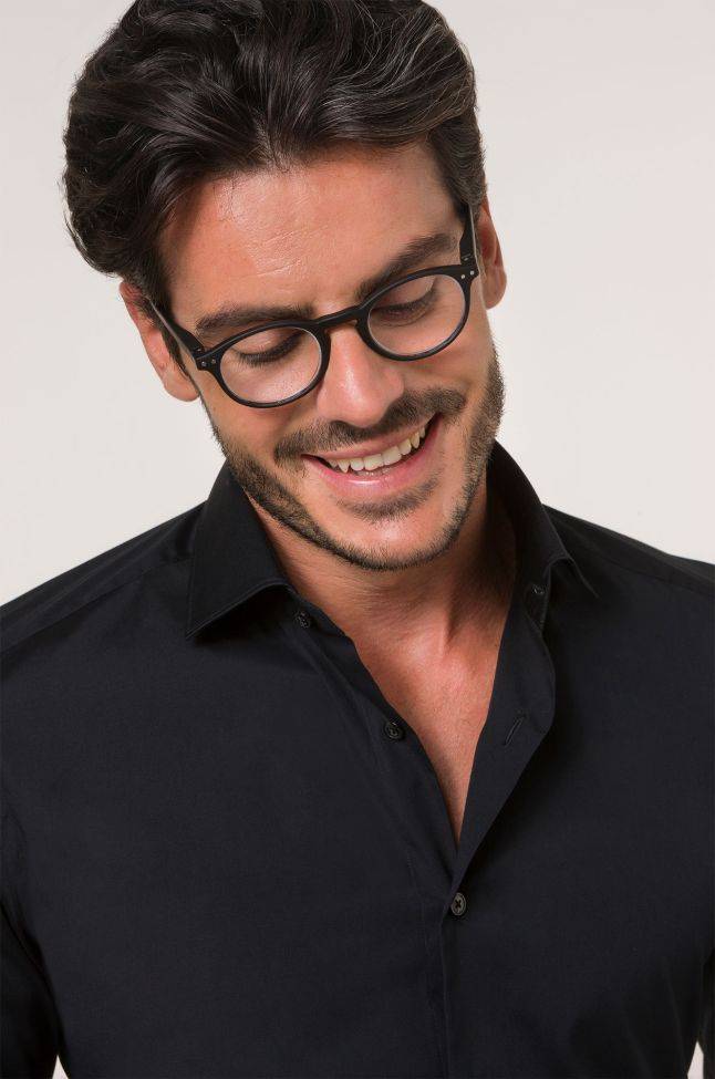 Xacus Hemd Herren Xacus Slim Einfarbig 96% Baumwolle 4% Elastan Kragen Französisch Lange Ärmel