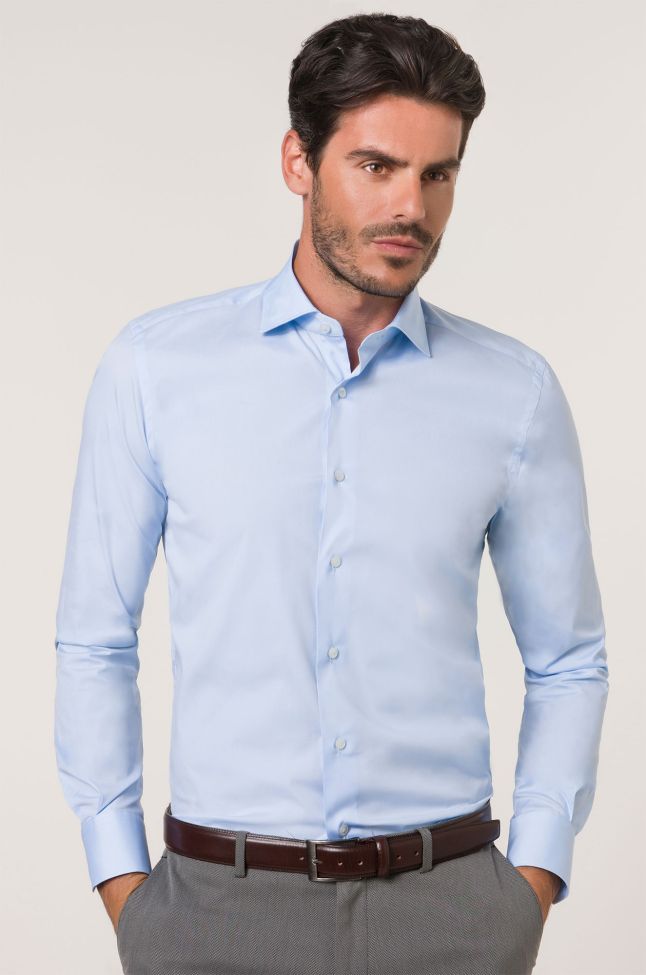 xacus Hemd Herren Xacus Slim Einfarbig 96% Baumwolle 4% elastan kragen Französisch Lange Ärmel