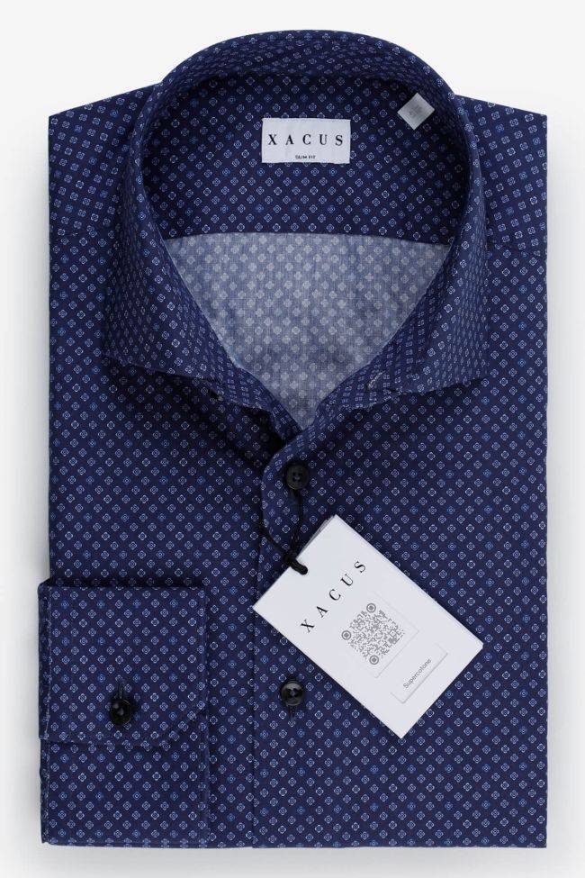 xacus Hemd Herren Xacus Slim Halb Unifarben 100% Baumwolle kragen Französisch Lange Ärmel