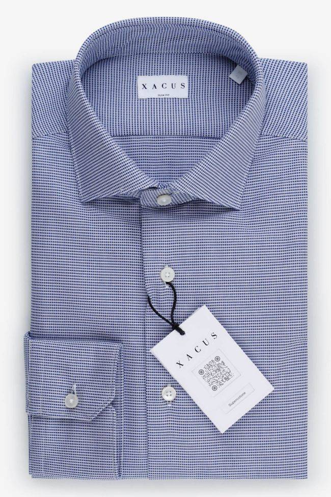 Xacus Hemd Herren Xacus Slim Halb Unifarben 100% Baumwolle Kragen Französisch Lange Ärmel