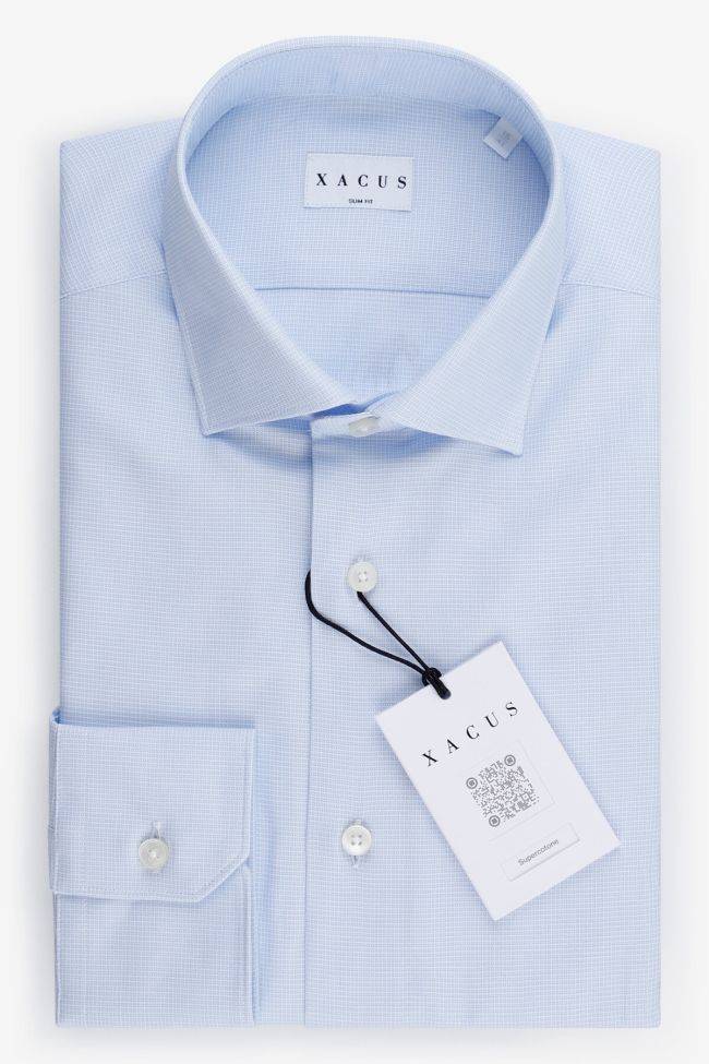 xacus Hemd Herren Xacus Slim Halb Unifarben 100% Baumwolle kragen Französisch Lange Ärmel