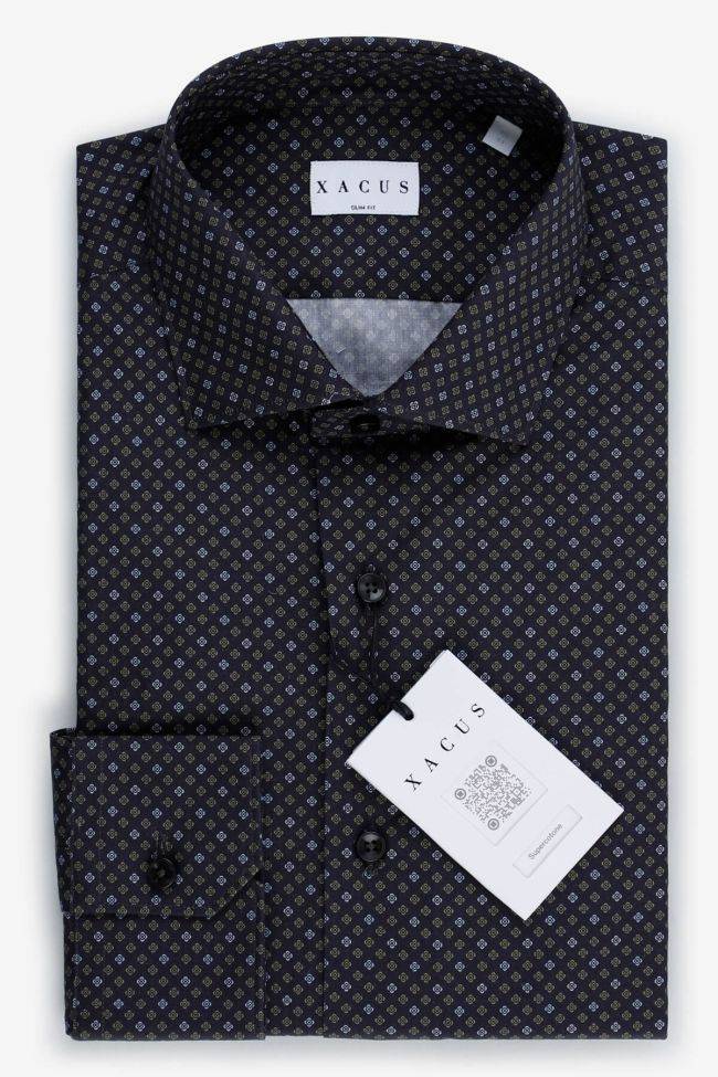 xacus Hemd Herren Xacus Slim Halb Unifarben 100% Baumwolle kragen Französisch Lange Ärmel