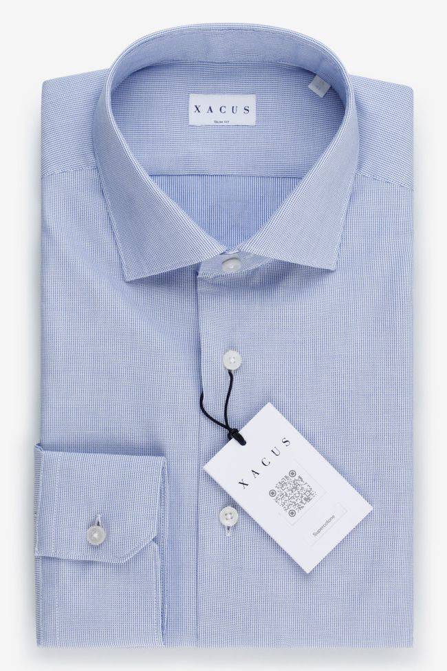xacus Hemd Herren Xacus Slim Halb Unifarben 100% Baumwolle kragen Französisch Lange Ärmel