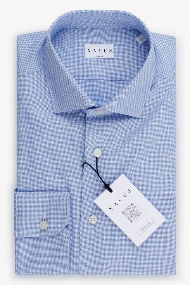 xacus Hemd Herren Xacus Slim Halb Unifarben 100% Baumwolle kragen Französisch Lange Ärmel