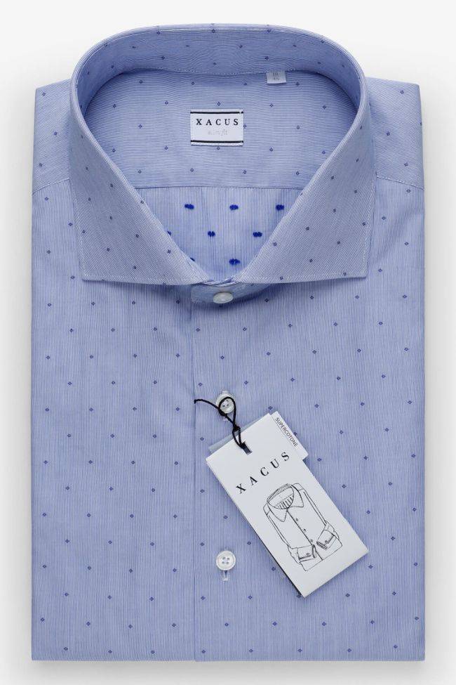 xacus Hemd Herren Xacus Slim Halb Unifarben 100% Baumwolle kragen Französisch Lange Ärmel