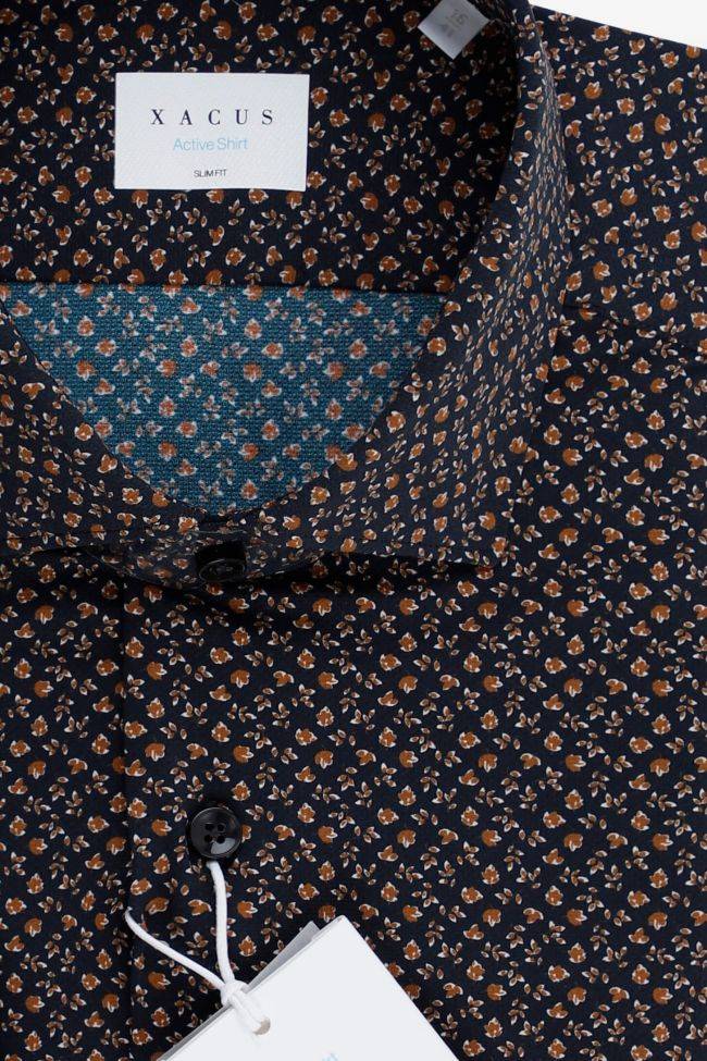 Xacus Hemd Herren Xacus Slim Halb Unifarben 86% Polyamide 14% Elastane Kragen Französisch Lange Ärmel