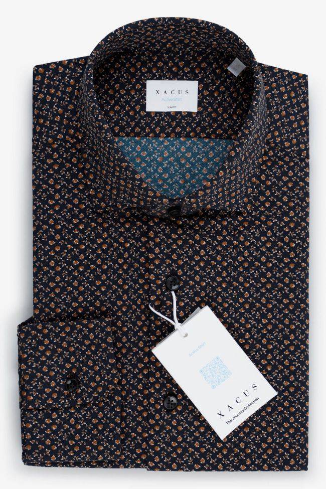 xacus Hemd Herren Xacus Slim Halb Unifarben 86% polyamide 14% elastane kragen Französisch Lange Ärmel