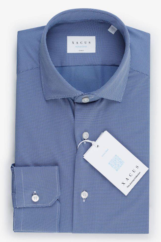 xacus Hemd Herren Xacus Slim Halb Unifarben 86% polyamide 14% elastane kragen Französisch Lange Ärmel