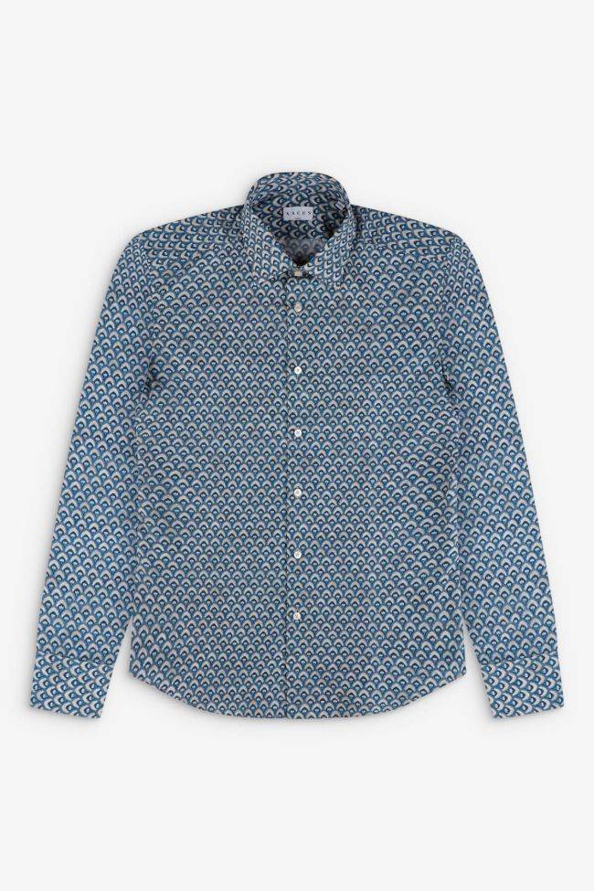 Xacus Hemd Herren Xacus Slim Muster 100% Baumwolle Kragen Italienisch Lange Ärmel