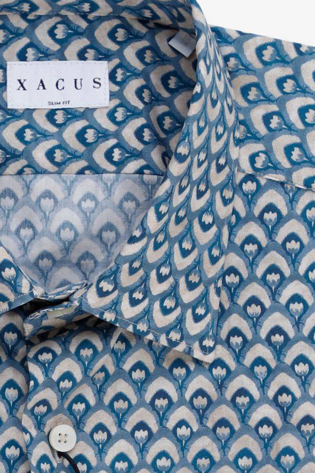 Xacus Hemd Herren Xacus Slim Muster 100% Baumwolle Kragen Italienisch Lange Ärmel