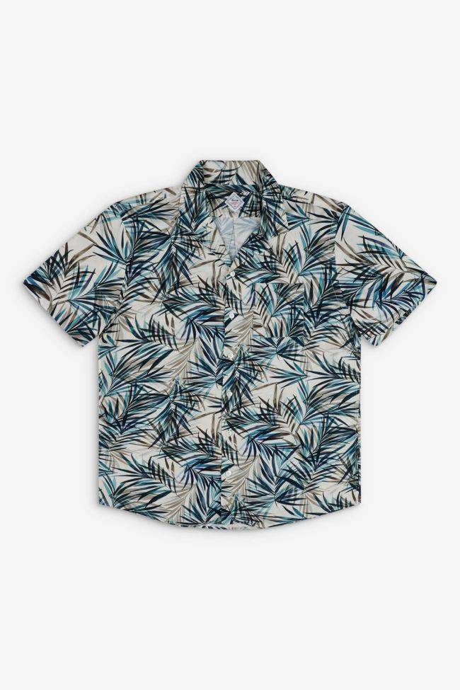 Xacus Hemd Herren Xacus Slim Muster 100% Viskose Kragen Hawaiikragen Kurze Ärmel