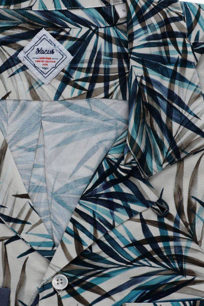 Xacus Hemd Herren Xacus Slim Muster 100% Viskose Kragen Hawaiikragen Kurze Ärmel