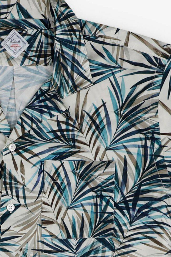 Xacus Hemd Herren Xacus Slim Muster 100% Viskose Kragen Hawaiikragen Kurze Ärmel