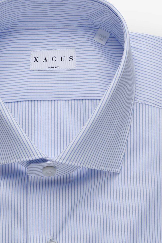 Xacus Hemd Herren Xacus Slim Streifen 100% Baumwolle Kragen Französisch Lange Ärmel