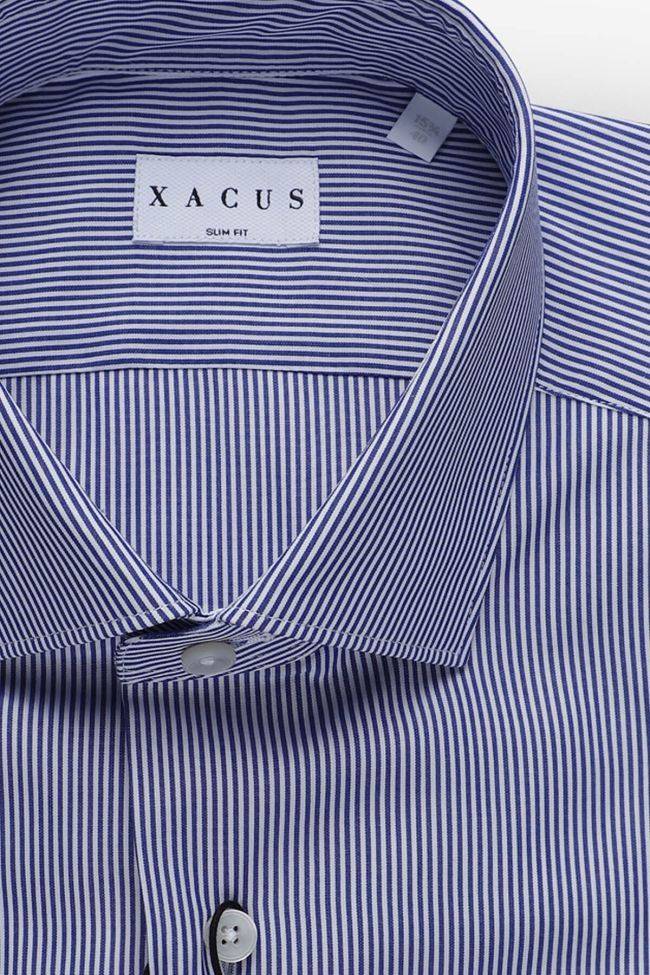 Xacus Hemd Herren Xacus Slim Streifen 100% Baumwolle Kragen Französisch Lange Ärmel