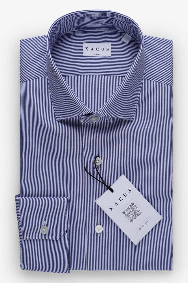 xacus Hemd Herren Xacus Slim Streifen 100% Baumwolle kragen Französisch Lange Ärmel