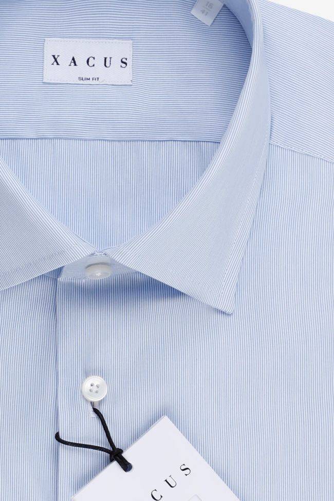 Xacus Hemd Herren Xacus Slim Streifen 100% Baumwolle Kragen Französisch Lange Ärmel